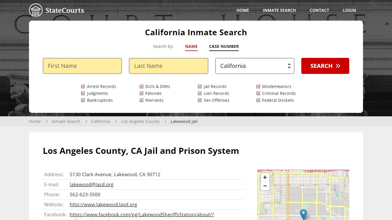 Lakewood Jail Inmate Records Search, California - StateCourts