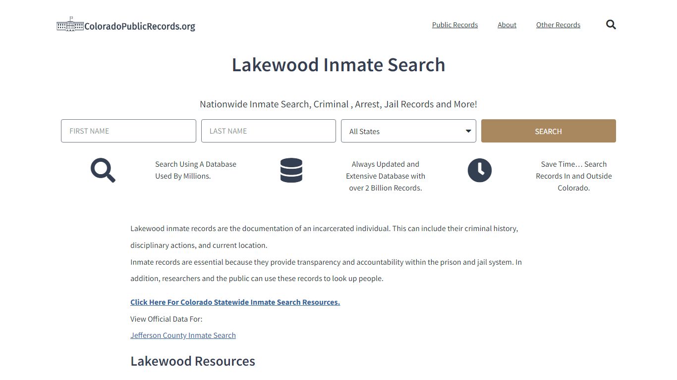 Lakewood Inmate Search - Current & Past LPD CO Jail Records